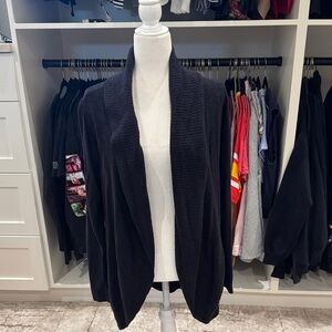 Barefoot Dreams Black Open-Front Draped Cardigan